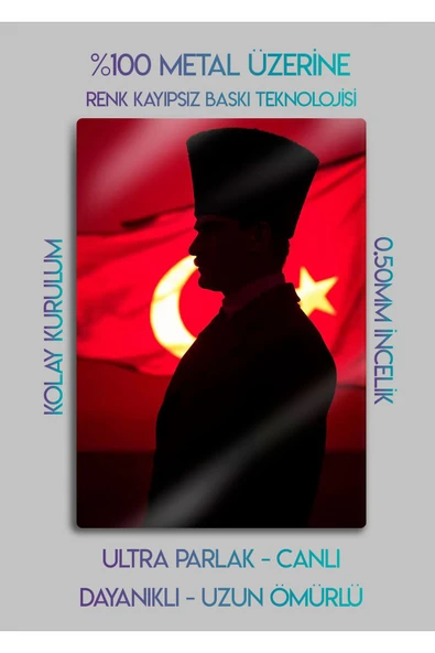 Atatürk - Dekoratif Metal Tablo - Resim 2