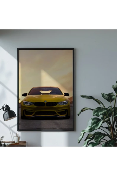 Yellow BMW - Metal Tablo - Resim 2