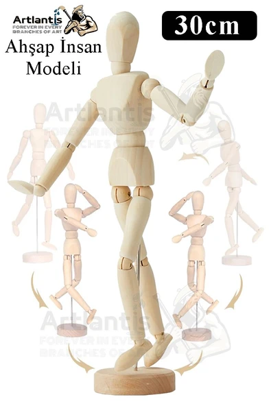 Ahşap İnsan Modeli 30 cm 1 Paket İnsan Figürlü Ahşap Model Manken Resim Ressam Eğitimi Tahta Adam Kukla Stilist ürün görseli 1