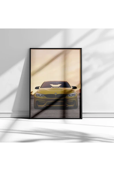 Yellow BMW - Metal Tablo - Resim 3