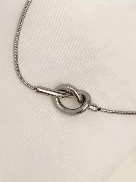 Düğüm Model Silver Renk Bileklik - Resim 3