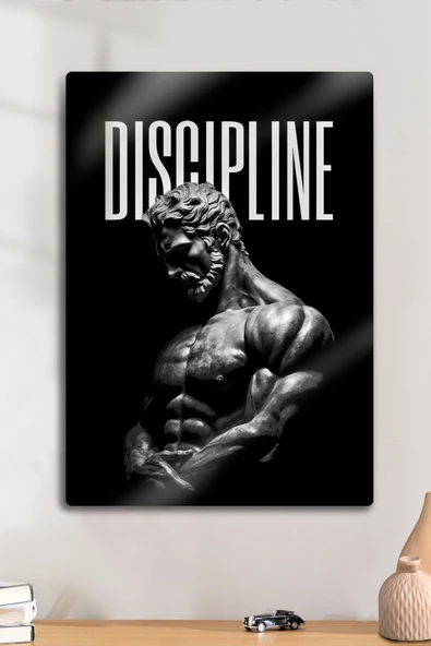 Metal Baskı - Discipline, Heykel, Motivasyon Fitness, Disiplin Dekoratif Tablo ürün görseli 1
