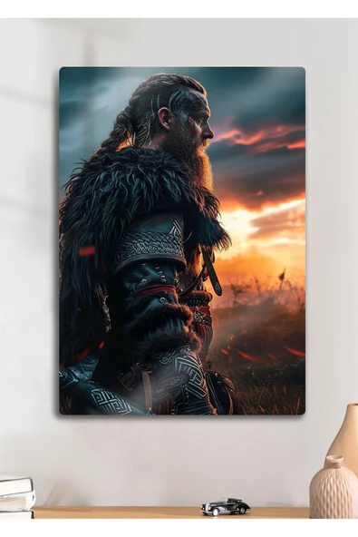 Ragnar Lodbrok, Vikings - Parlak Metal Baskı Tablo ürün görseli 1