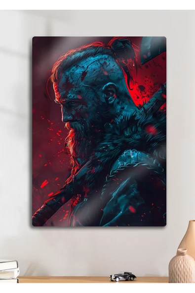 Ragnar Lodbrok, Vikings - Parlak Metal Baskı Tablo ürün görseli 1