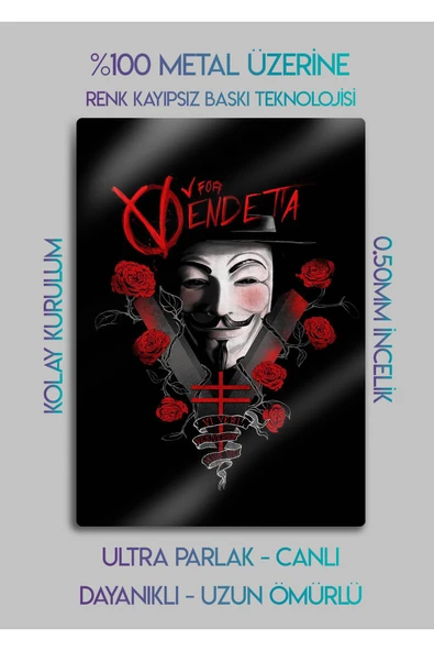 V for Vendetta - Metal Baskı Dekoratif Tablo - Resim 2
