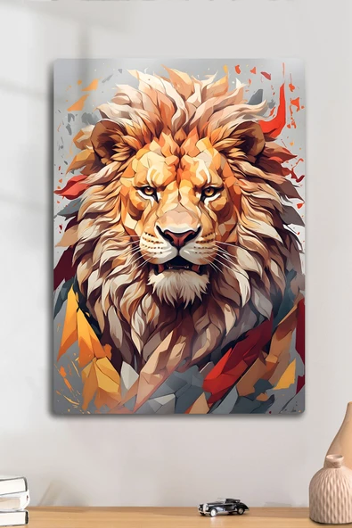 Aslan Metal Tablo, Sarı Kırmızı, Dekoratif ürün görseli 1