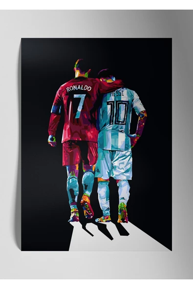 Metal Baskı Parlak Duvar Tablosu - Ronaldo Messi ürün görseli 1