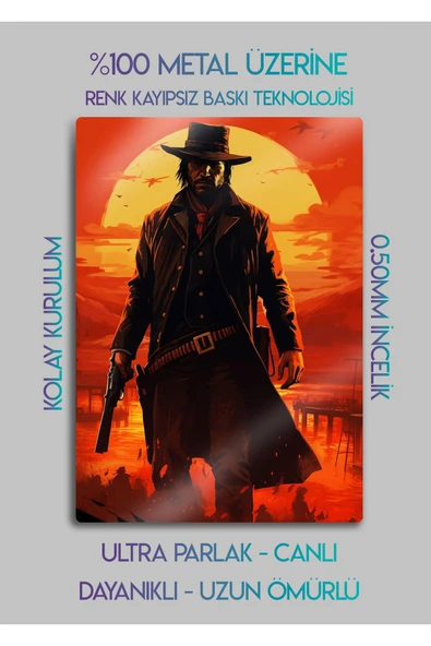 Parlak Metal Baskı Tablo - RDR2, Red Dead Redemption 2 - Resim 2