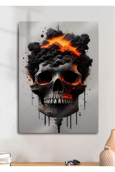 Fire Skull - Yanan Kurukafa - Metal Tablo ürün görseli 1