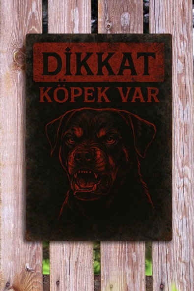 Dikkat Köpek Var - Uyarı Levhası, Tablo, Metal Paslanmaz Baskı ürün görseli 1