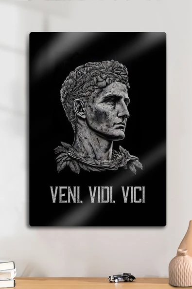 Metal Baskı - Veni Vidi Vici, Motivasyon Mitolojik Heykel Dekoratif Tablo ürün görseli 1