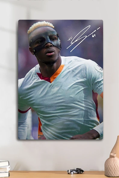 Metal Levha Üzerine - İmzalı Victor Osimhen, Taraftar Futbol Tablo, Premium Baskı ürün görseli 1