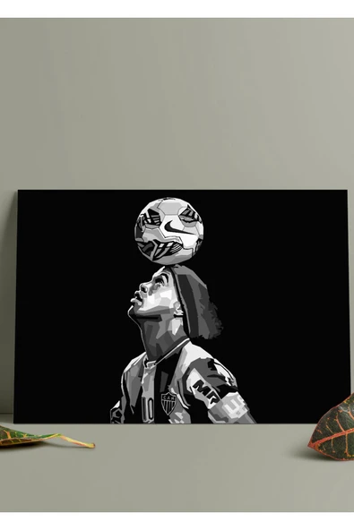 Metal Baskı Parlak Duvar Tablosu - Ronaldinho - Resim 2