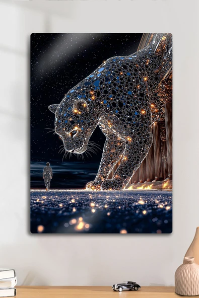 Metal Baskı - Luxury Panter Pırlanta 3D Görünüm, Dekoratif Duvar Tablosu ürün görseli 1
