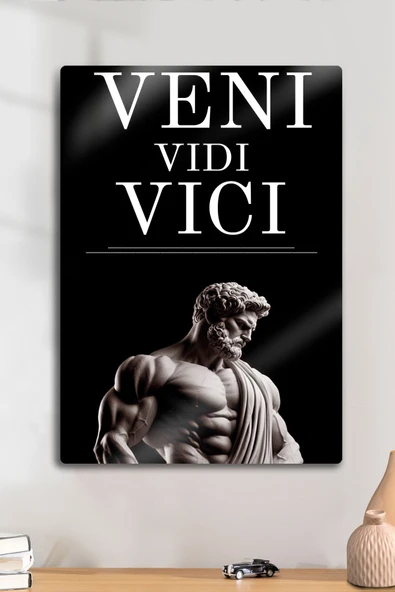 Metal Baskı - Veni Vidi Vici, Motivasyon Mitolojik Heykel Dekoratif Tablo ürün görseli 1