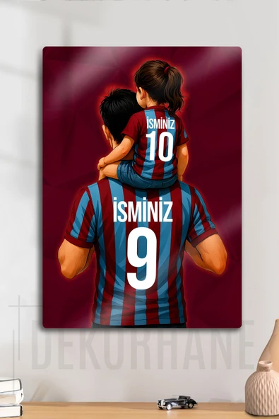 Metal Baskı - Kişiye Özel Trabzon, Bordo Mavi, Baba Kız Çocuk, Spor Tablosu ürün görseli 1