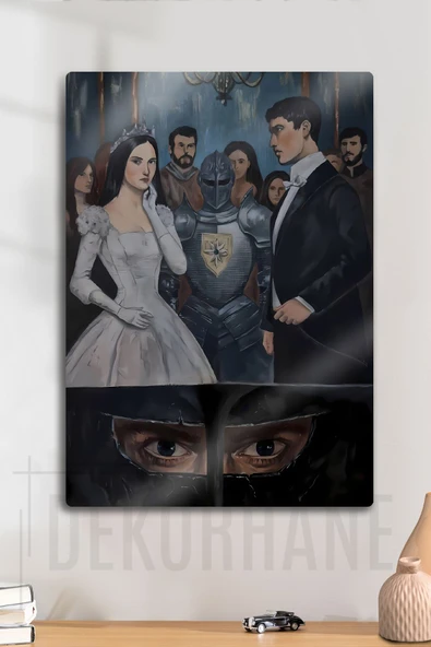 Metal Tablo - Şövalye Ve Prenses, Kalp Muhafızı, Dark Fantasy Hikaye Poster ürün görseli 1