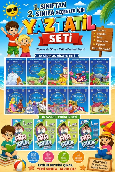 1.Sınıftan 2.Sınıfa Geçenler İçin Dünya Klasikleri Seti (Yaz Tatil Kitabı Hediyeli) ürün görseli 1