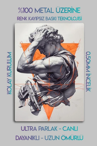 Mitolojik Yunan Heykel - Metal Tablo - Resim 2