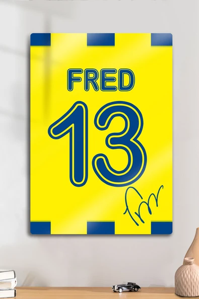 Metal Baskı - İmzalı Fred, Sarı Lacivert Taraftar, Dekoratif Tablo ürün görseli 1