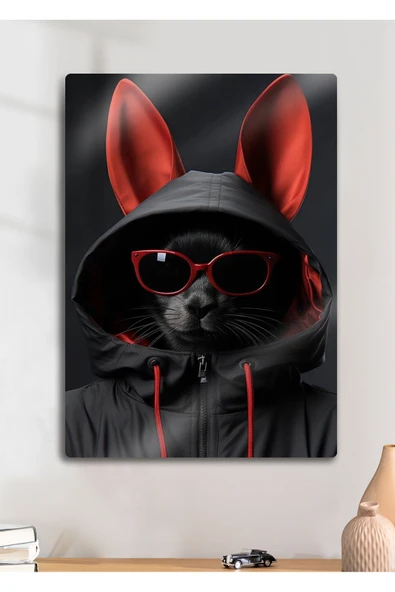 Tavşan Stilist Rabbit - Parlak Metal Tablo ürün görseli 1