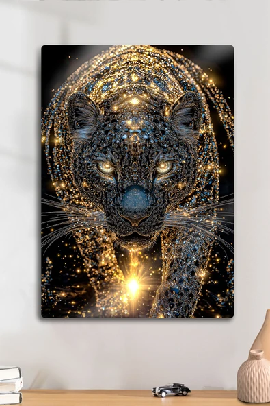 Metal Baskı - Gold Panter, Luxury Altın - Dekoratif Duvar Tablosu ürün görseli 1