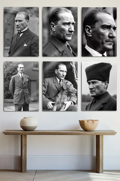 Metal Baskı - Mustafa Kemal Atatürk, 6'lı Dekoratif Tablo ürün görseli 1