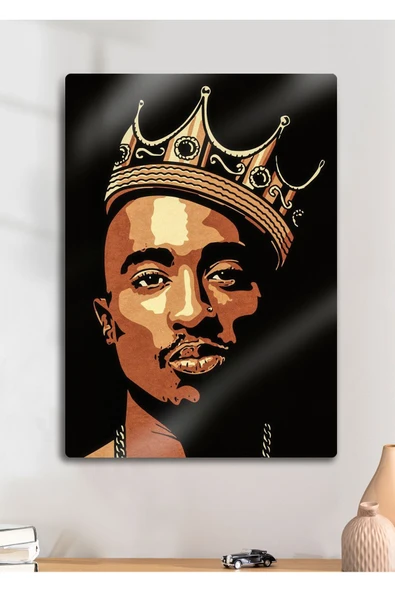 2Pac Shakur Rap - Parlak Metal Baskı Tablo ürün görseli 1