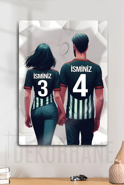 Metal Baskı - Kişiye Özel Siyah Beyaz, Kara Kartal, Besikt'aşk Taraftar Sevgili Tablosu ürün görseli 1