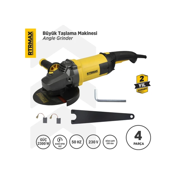 Rtrmax RTM1180 Büyük Taşlama Makinası 180 mm 2300 W ürün görseli 1