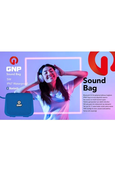 GNP Sound Bag Bluetooth Hoparlör Mavi - Resim 2