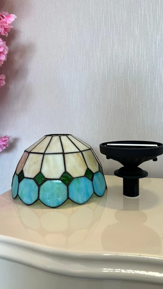 Yüceeller Tavan Vitray Avize 25cm 10" Yeşil - Resim 3