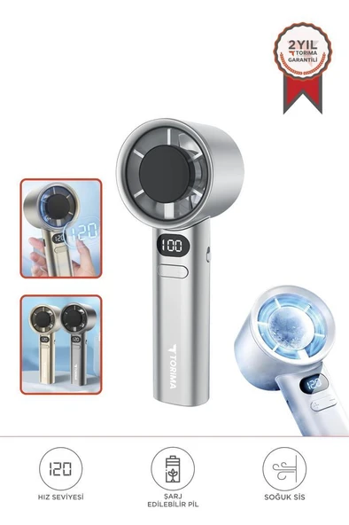 Torima F-21 Beyaz Dijital Ekranlı 120 Hız Ayarlı Taşınabilir Mini Fan ürün görseli 1