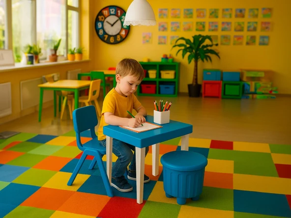 Junior Çocuk Kare Aktivite Masa Seti - Mavi ürün görseli 1