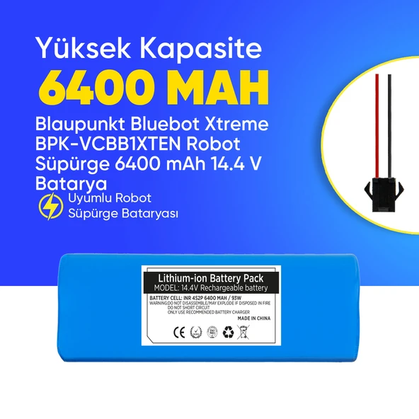 Blaupunkt Bluebot Xtreme BPK-VCBB1XTEN Robot Süpürge 6400 mAh 14.4 V  Batarya – Orjinal Uyumlu Uzun Ömürlü, Yüksek Performans Pil ürün görseli 1