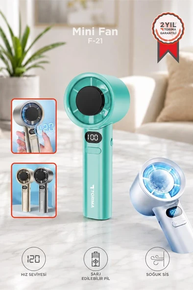 Şarjlı El Vantilatörü 120 Hız Ayarlı Taşınabilir Mini Fan F21 Yeşil ürün görseli 1