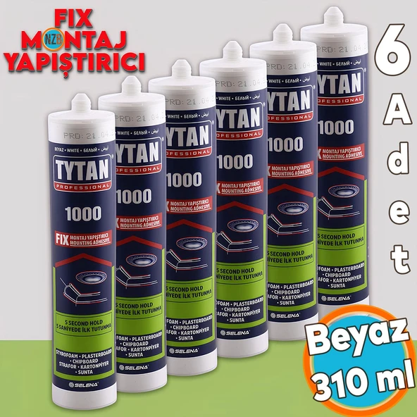 Montaj Yapıştırıcı 310 ml Beyaz Mutfak Banyo Ahşap Dolap Beton Fayans Mermer Çok Amaçlı (6 Adet) ürün görseli 1