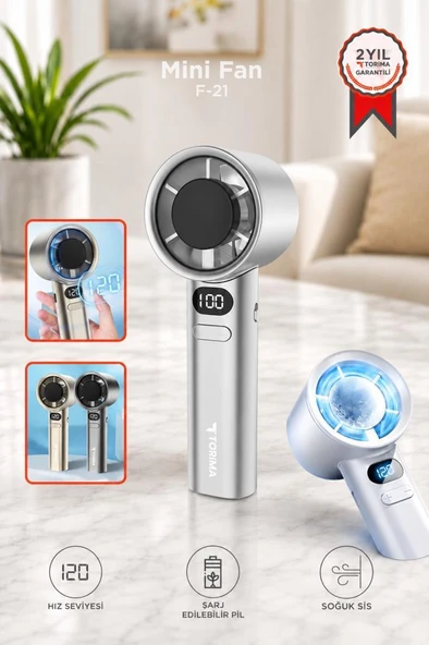 Şarjlı El Vantilatörü 120 Hız Ayarlı Taşınabilir Mini Fan F21 Beyaz ürün görseli 1