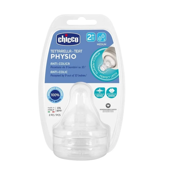 Chicco Wellbeing Silikon 2'li Biberon Emziği 2 ay+ ürün görseli 1