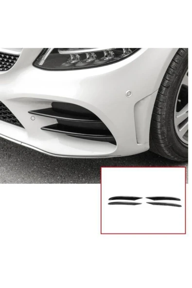 Mercedes W205 İçin Uyumlu C SERİSİ ÖN TAMPON SİS KAŞLARI KAPLAMA PİANO BLACK (2019+) ürün görseli 1