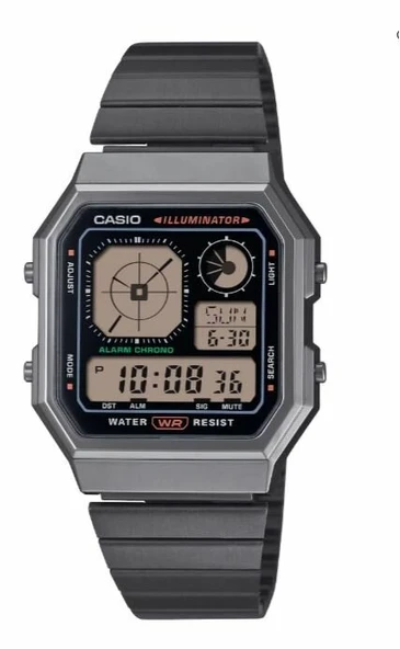 Casio A130WEGG-1ADF Retro Quartz Çelik Siyah 34 mm Erkek Kol Saati ürün görseli 1