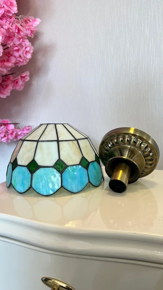 Yüceeller Tavan Vitray Eskitme Avize 30cm 12" Yeşil - Resim 2