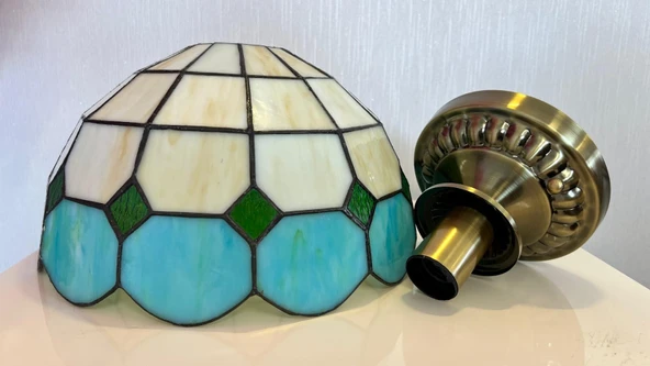 Yüceeller Tavan Vitray Eskitme Avize 30cm 12" Yeşil - Resim 3