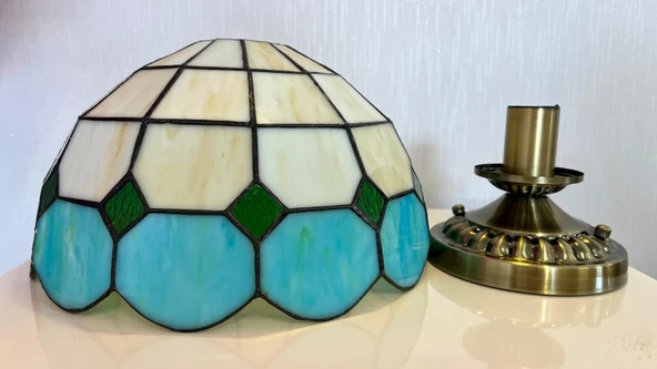 Yüceeller Tavan Vitray Eskitme Avize 30cm 12" Yeşil - Resim 4