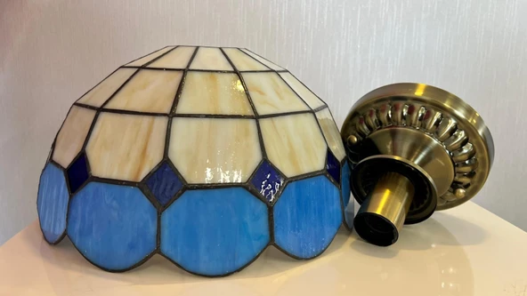 Yüceeller Tavan Vitray Eskitme Avize 30cm 12" Mavi - Resim 2