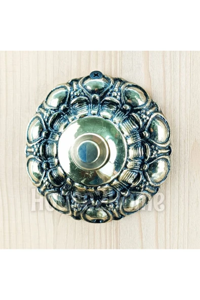 HOUSE2HOME El Yapımı Pirinç Kapı Zili Sarı Siyah ürün görseli 1