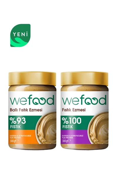 Wefood %100 Fıstık Ezmesi 300 gr + Ham Ballı Fıstık Ezmesi 300 gr ürün görseli 1