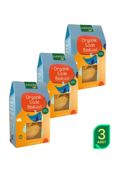 Wefood Kids Organik Sade Bisküvi 50 Gr (tereyağlı) 3'lü ürün görseli 1