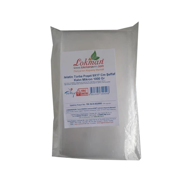 Jelatin Torba Poşet 9X17 Cm Şeffaf Kalın Mikron 1000 Gr 1 Paket ürün görseli 1