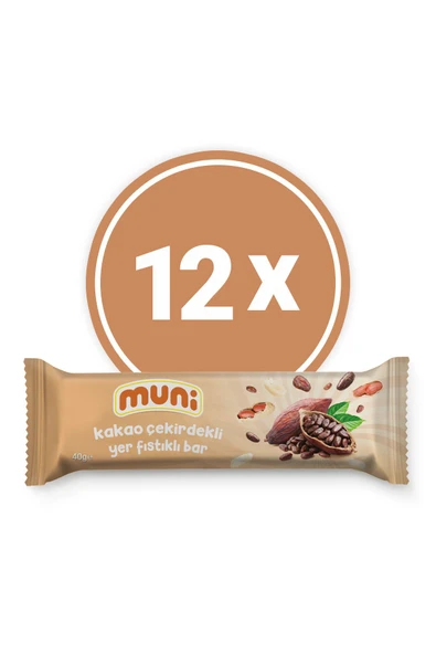 muni Kakao Çekirdekli Yer Fıstığı Barı, 40 G X 12 Adet ürün görseli 1